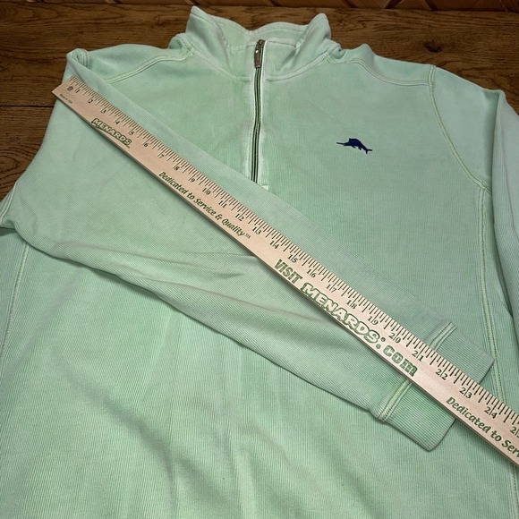 Tommy Bahama Relax Green 1/4 Zip Long Sleeve Cotton Sweater Sweatshirt Men's XL - Picture 8 of 9